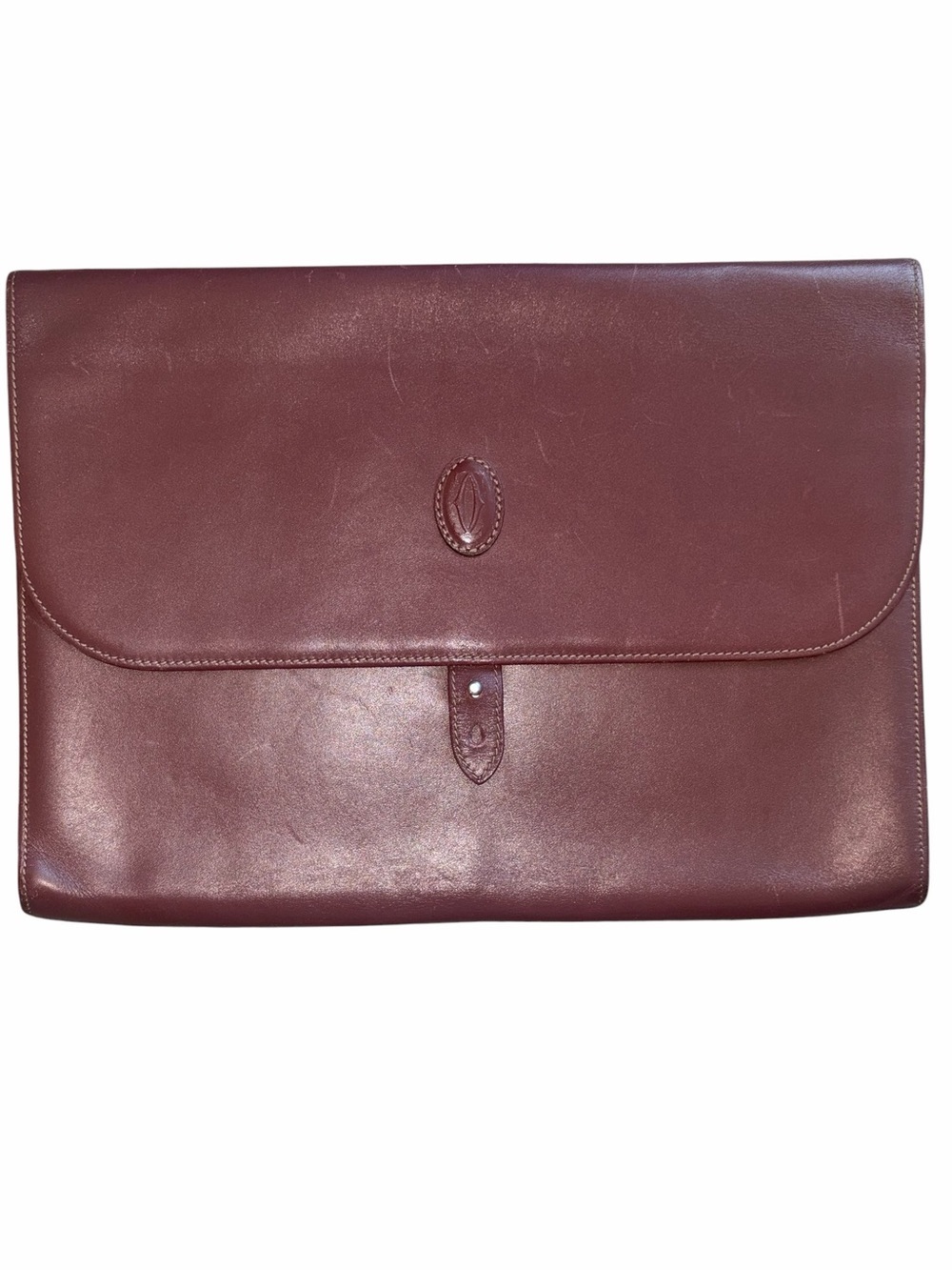 EUC Cartier Bordeaux Burgundy Leather Large Envelope Clutch ♥️🌹 Classic Luxury